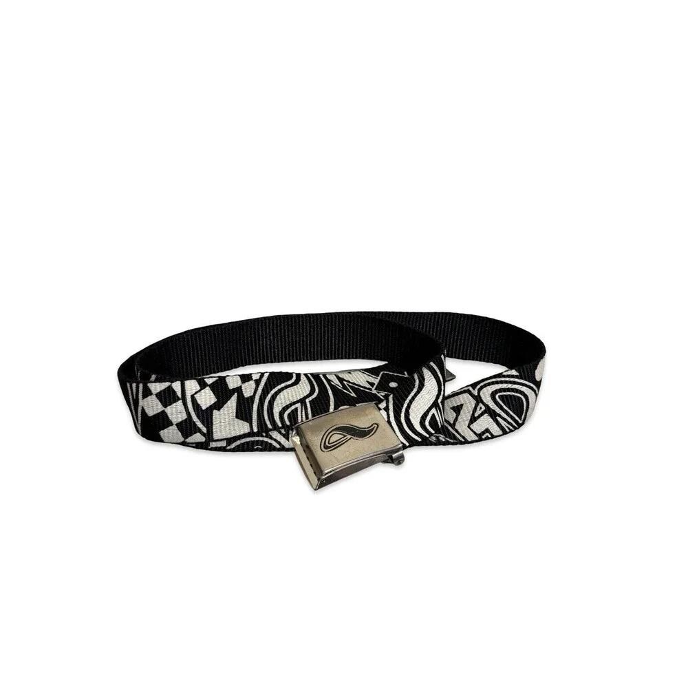 Adio Skateboards Dice Checkered Skull AOP Buckle Belt Black Y2K Vintage 90s